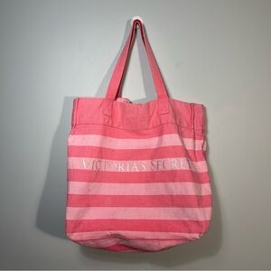Victoria's Secret Pink Striped Canvas Cotton Tote Bag Y2K